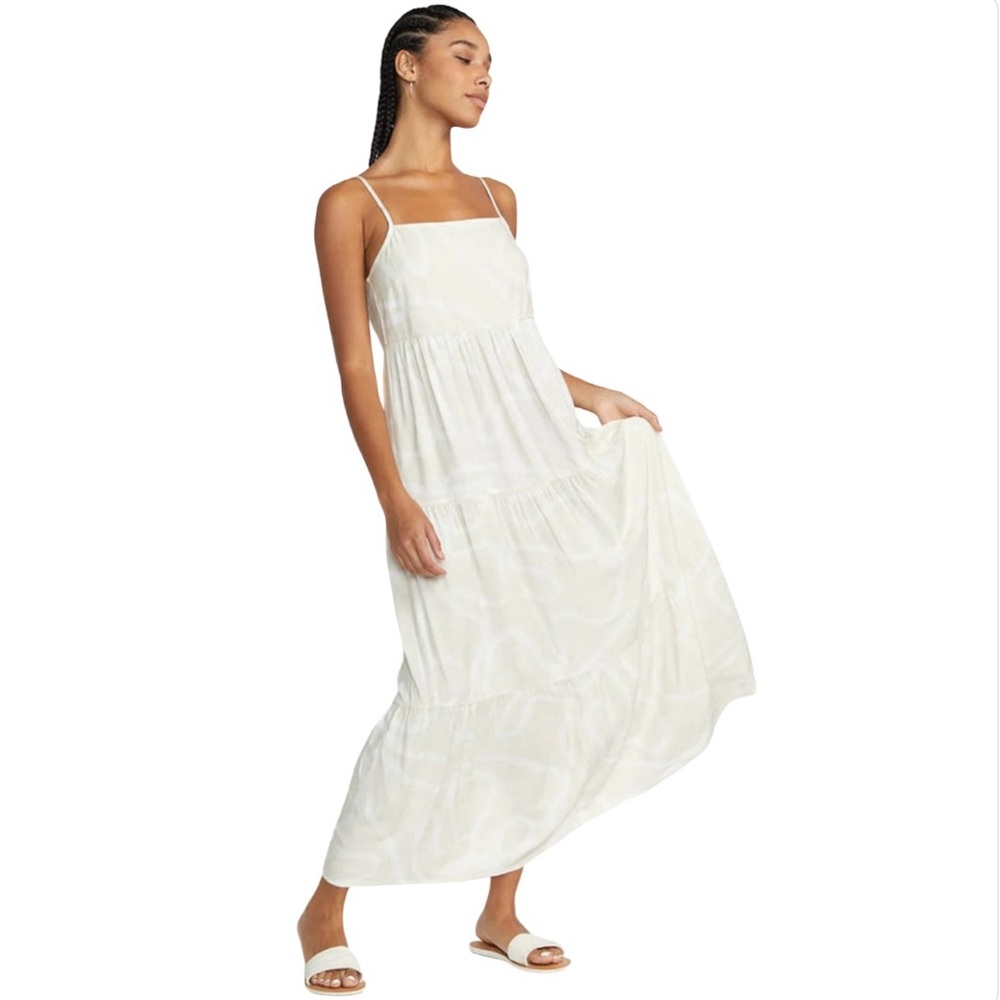 New STREERTWEAR SOCIETY White Tiered Maxi Dress Lace Smocked Boho Flowy XL NWT